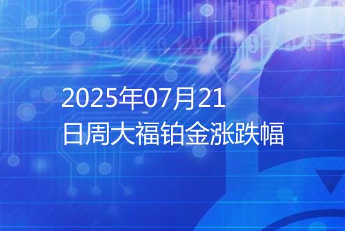2025年07月21日周大福铂金涨跌幅