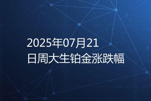 2025年07月21日周大生铂金涨跌幅